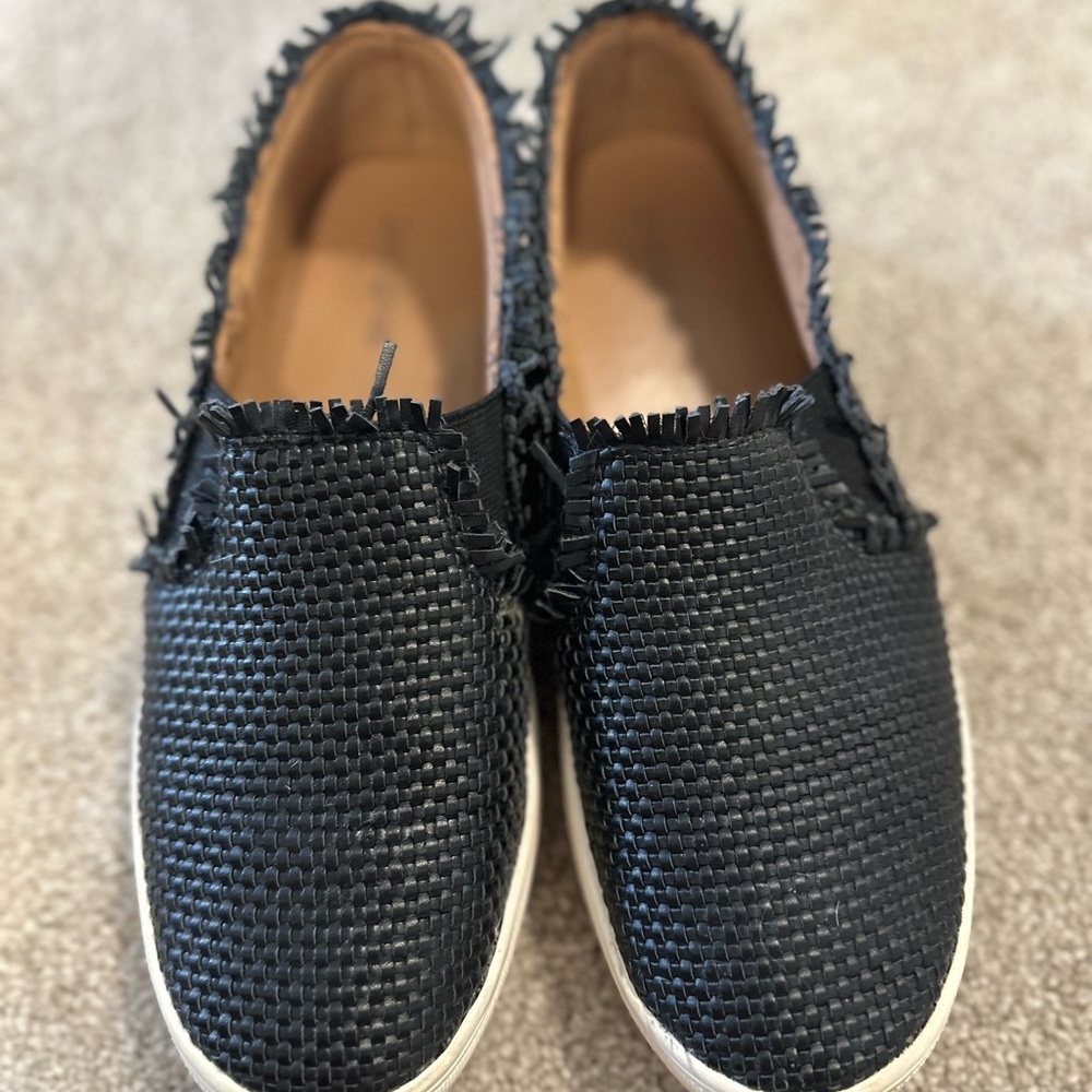 Black Woven Slip-On Shoes